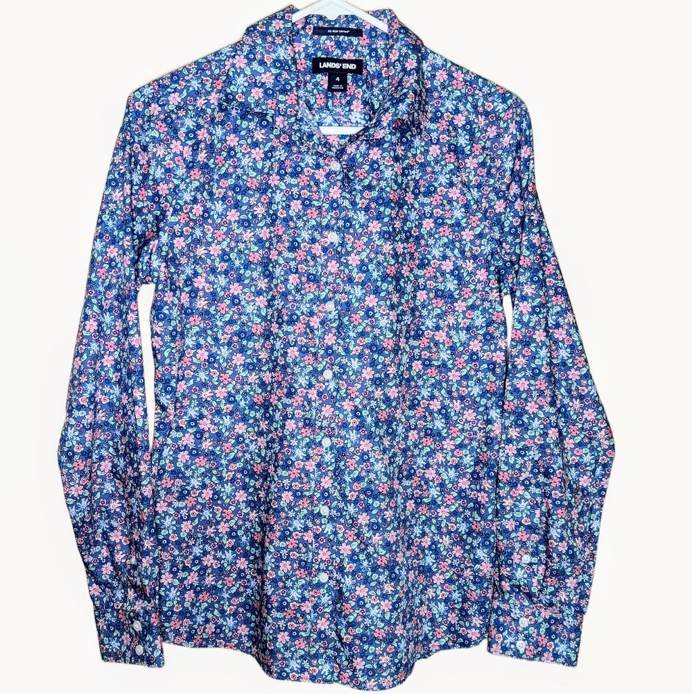 Lands' End - Button Down Floral - S